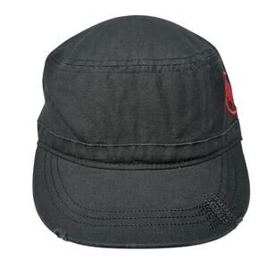 Bacardi Cadet Army Cap Black One Size Adjustable Embroidered Distressed